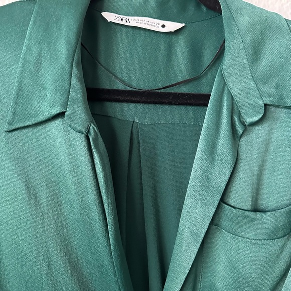 ZARA Limited Edition Green Long Sleeves Maxi Wrap Around Medium Cocktail Dress - Picture 2 of 13